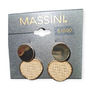 Massini Woven Rattan & Gold-Tone Drop Earrings,  NWT